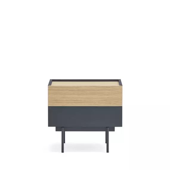 Otto – Table de chevet 2 tiroirs en bois – Couleur – Gris anthracite