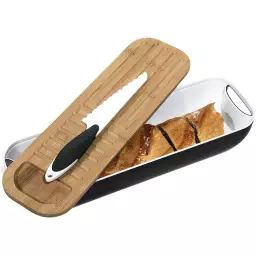 Corbeille à pain 3 en 1 avec couteau noir