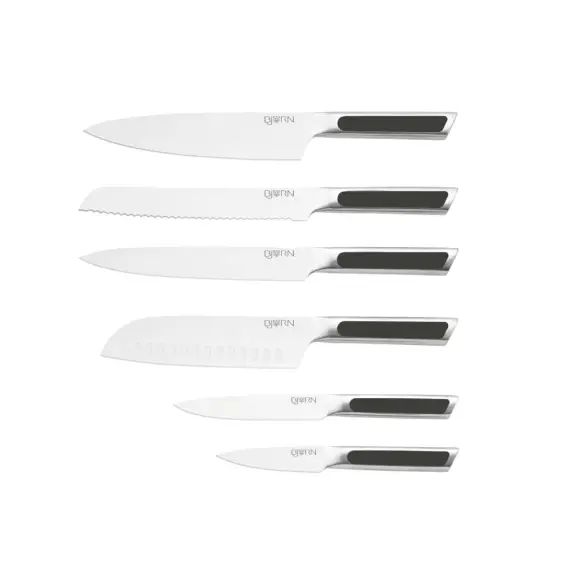 Lot de 6 couteaux en inox gris