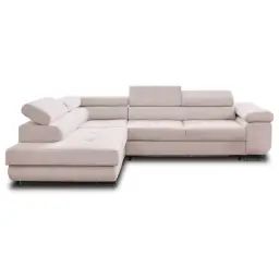 Canapé d&rsquo;angle gauche convertible 5 places en velours côtelé beige