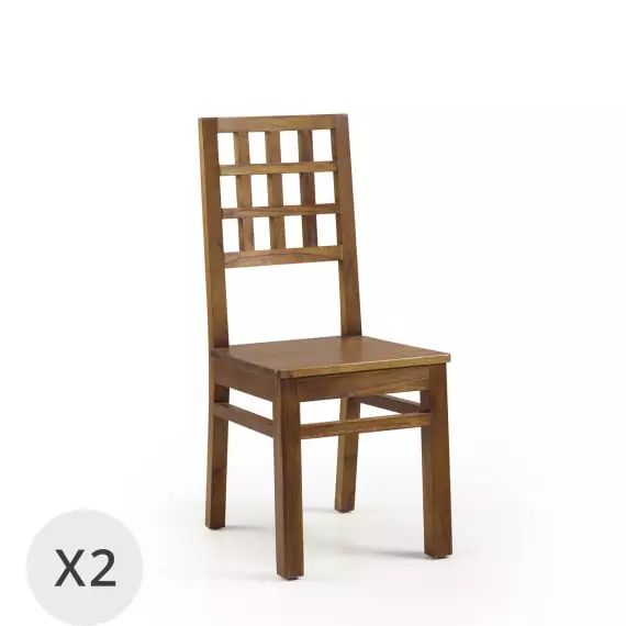 Set de 2 chaises en bois marron