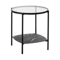 Table d’appoint D.48,5 cm KELLY imitation marbre noir