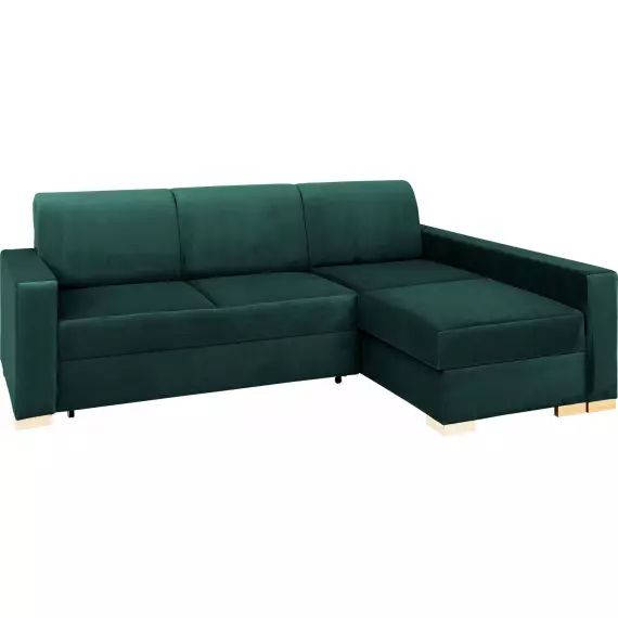Canapé-lit d’angle droit 3 places vert h40cm