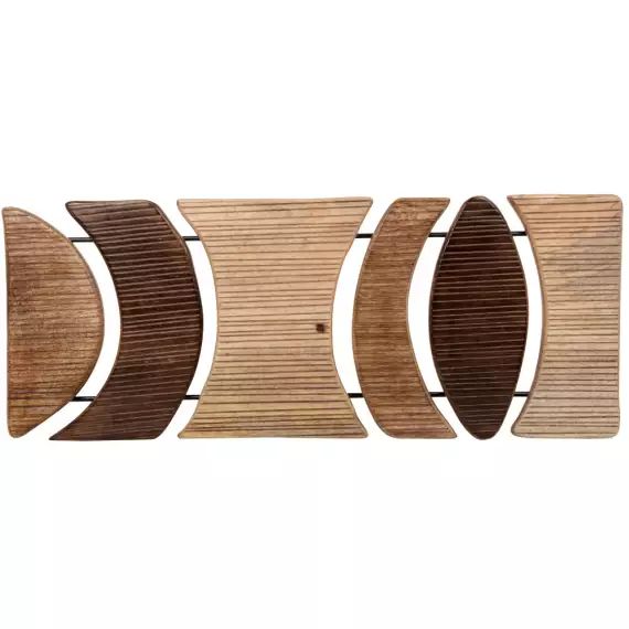 Décoration murale en bois gravé et structure en métal noir