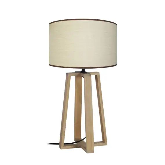 Lampe de chevet bois naturel et blanc
