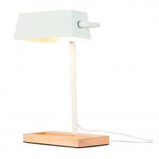 Lampe de bureau bois/métal blanc H40cm