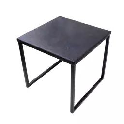 Table basse carrée en métal noir à motifs gravés Trevor