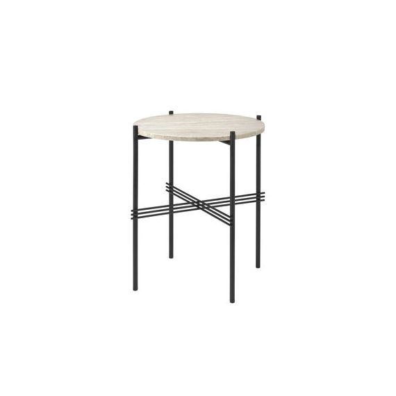 Table d’appoint TS en Pierre, Acier inoxydable – Couleur Beige – 59.44 x 59.44 x 51 cm – Designer GamFratesi