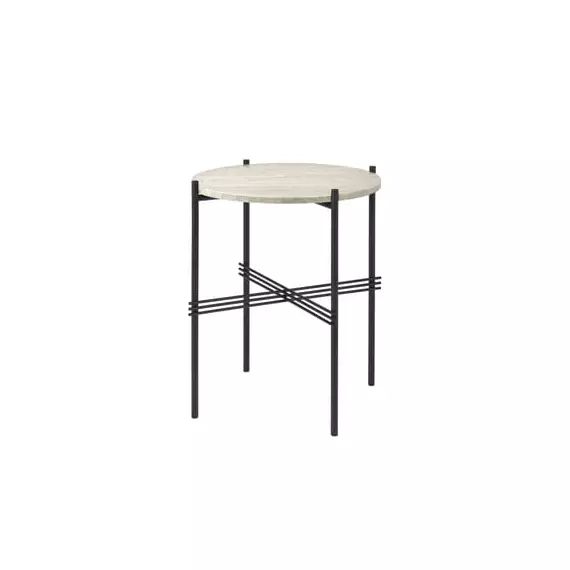 Table d’appoint TS en Pierre, Acier inoxydable – Couleur Beige – 59.44 x 59.44 x 51 cm – Designer GamFratesi