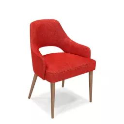 Chaise en bois et tissu rouge