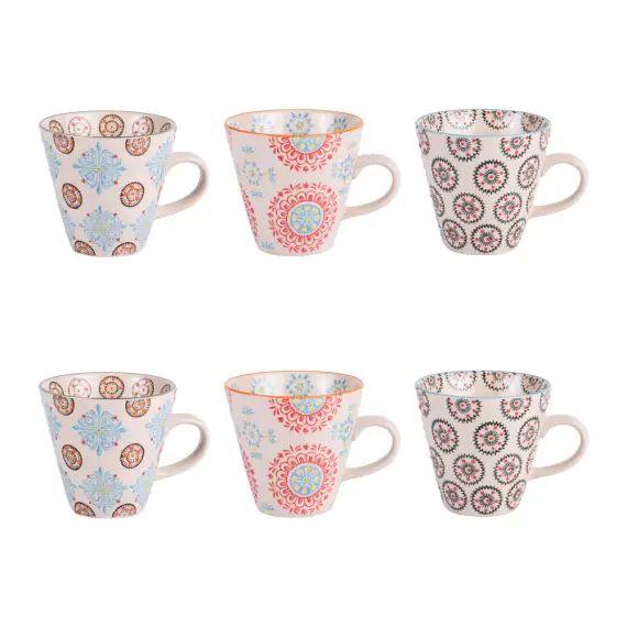 Coffret 6 tasses   17 cl en grès  multicolore