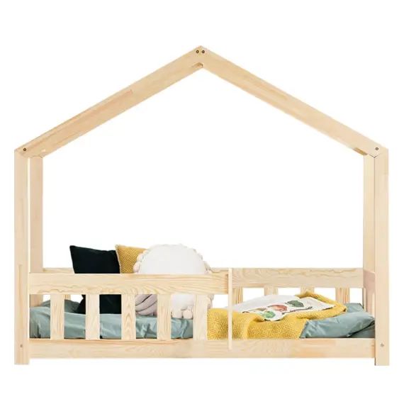 Lit cabane 90×190 sommier inclus naturel