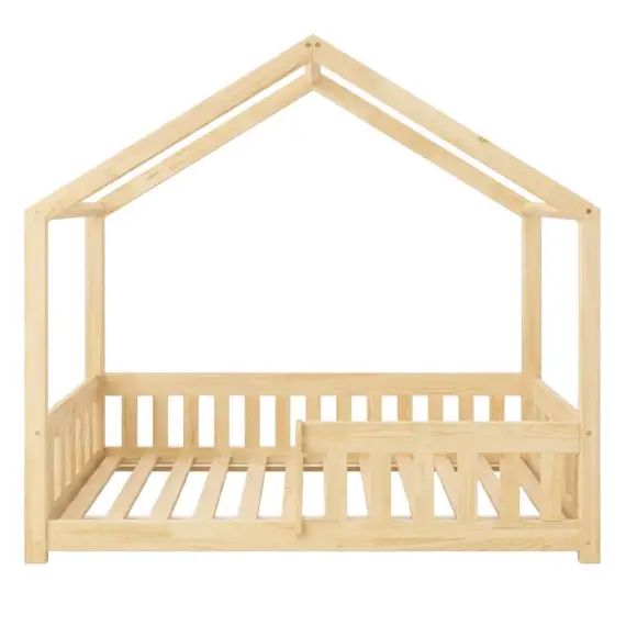 Lit cabane 90×190 sommier inclus naturel