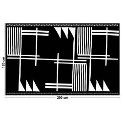 Tapis vinyle style ethnique noir & blanc 120x200cm