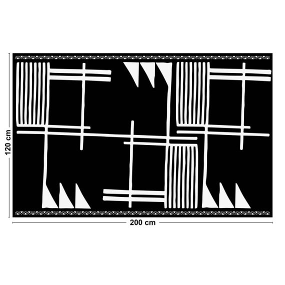 Tapis vinyle style ethnique noir & blanc 120x200cm