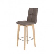 Chaise de bar scandinave en tissu marron et pieds bois