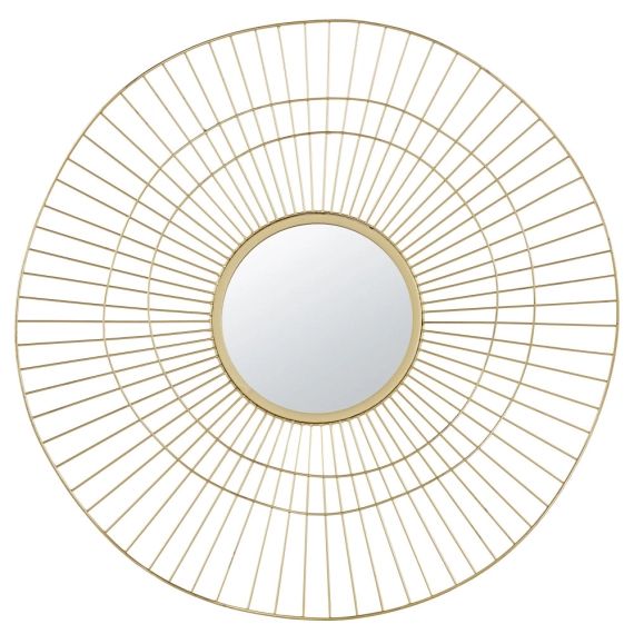 Miroir rond en métal filaire doré D100