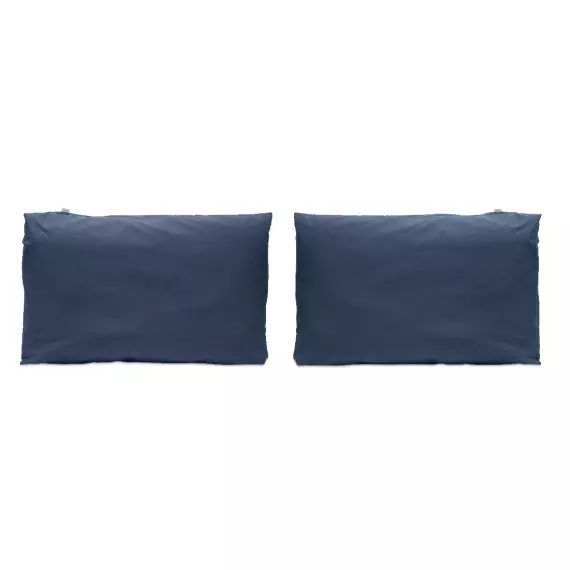 2 Taies d&rsquo;oreiller en coton 50×75  cm bleu