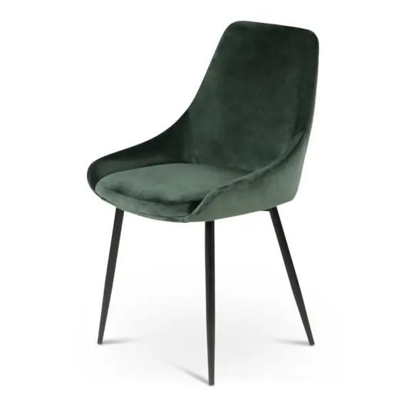 Chaise en velours vert pieds métal