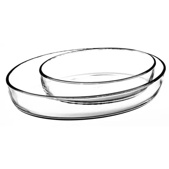 Lot de 2 plat à four ovale en verre 26cm et 35cm