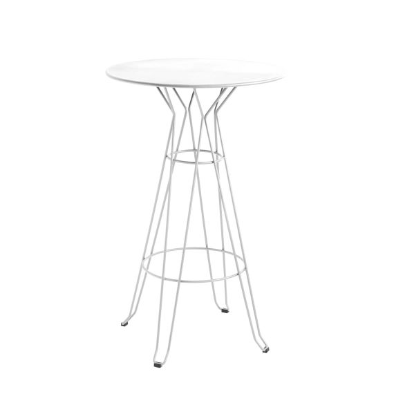 CAPRI – Table rond haute en acier blanc scandinave D80