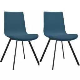 Lot de 2 chaises de salle à manger en plastique bleu