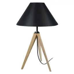 Lampe de chevet bois naturel et noir