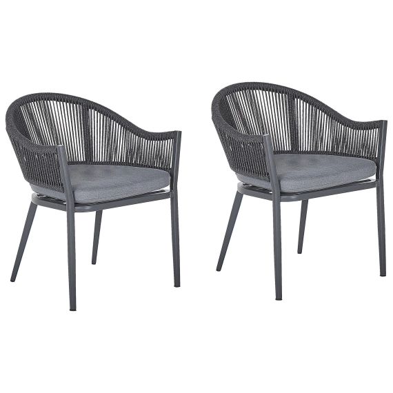 Lot de 2 chaises de jardin en aluminium gris