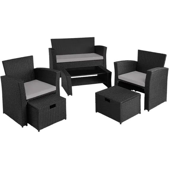 Salon de jardin MODENE 4 places avec housse de protection noir/gris