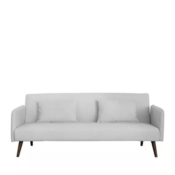 Nielson – Canapé convertible 3 places en tissu chiné pieds bois foncé – Couleur – Naturel chiné