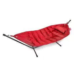 Hamac avec support Headdemock en Tissu, Acier laqué époxy – Couleur Rouge – 330 x 127 x 110 cm