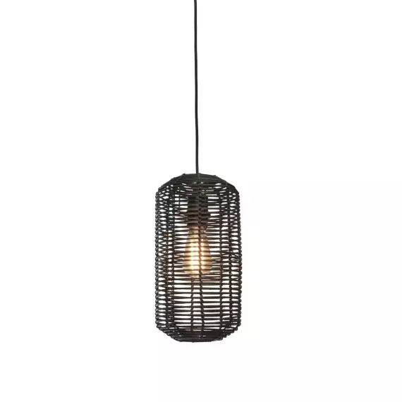 Suspension rotin  noir, h. 35cm