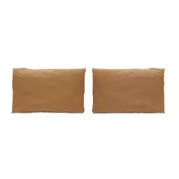 2 Taies d’oreiller en percale de coton 50×75  cm marron