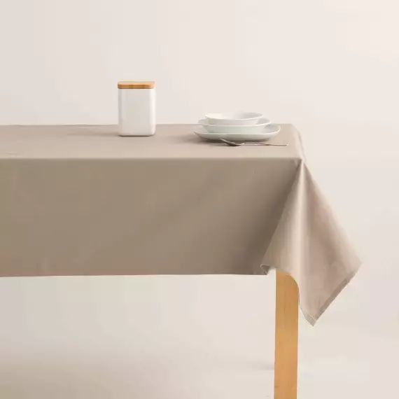 Nappe en coton biologique beige avec anti-taches 140×140 cm