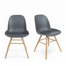 2 chaises résine et bois gris anthracite