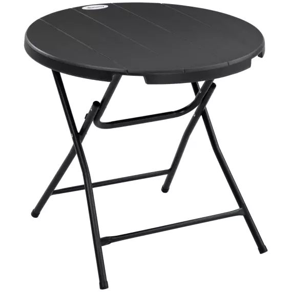 Table de jardin pliable 4 personnes acier HDPE aspect bois gris