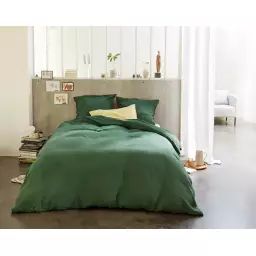 Parure housse de couette lin lave vert 240×260 cm