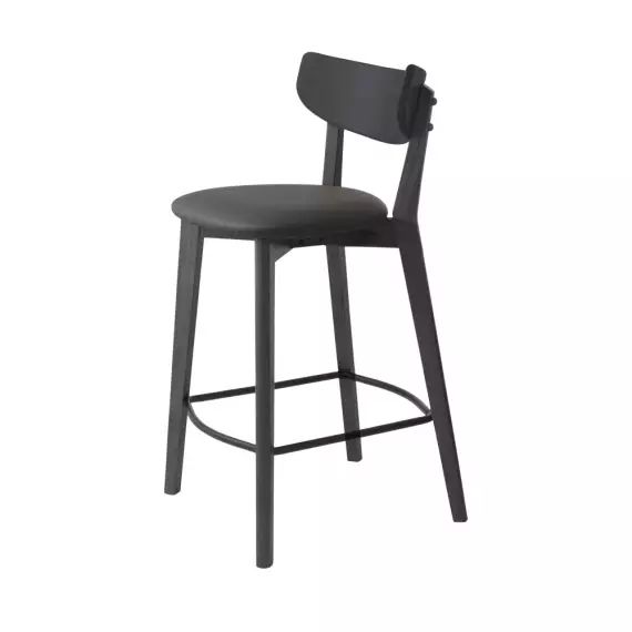 Aude – Lot de 2 chaises de bar en bois et simili H67cm – Couleur – Noir