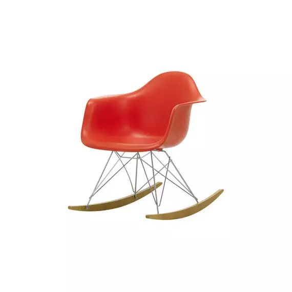 Rocking chair Eames Plastic Armchair en Plastique, Érable massif – Couleur Rouge – 63 x 82.77 x 76 cm – Designer Charles & Ray Eames