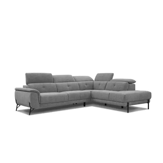 Canapé d’angle droit  5 places en tissu gris