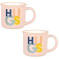 image de mugs, bols & tasses scandinave Mug en porcelaine rose avec inscriptions multicolores