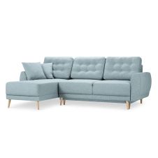 Canapé d’angle 4 places en tissu structuré bleu clair