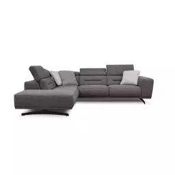 Canapé d’angle gauche 5 places tissu gris foncé