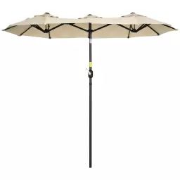 Parasol de jardin inclinable grande taille 2,85L m beige