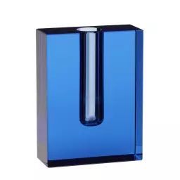 Vase en verre bleu H16