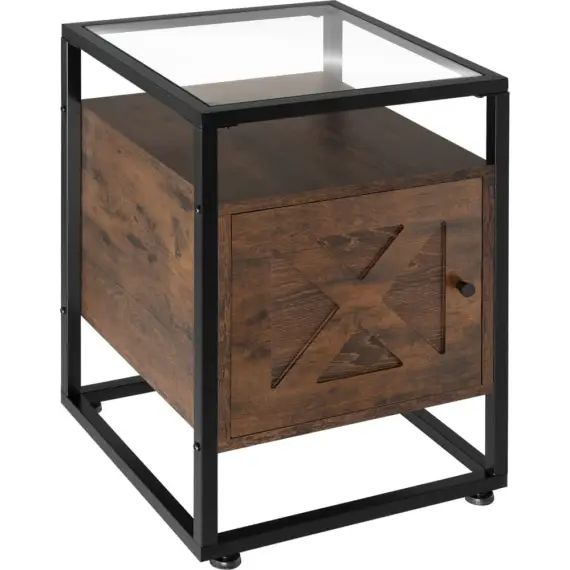 Table de chevet Kidderminster 40x43x60,5cm bois foncé industriel