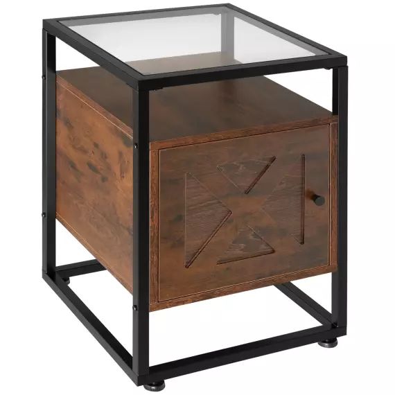 Table de chevet Kidderminster 40x43x60,5cm bois foncé industriel