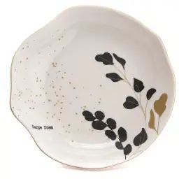 Lot de 2 assiettes creuse carpe diem  en grès  décoré