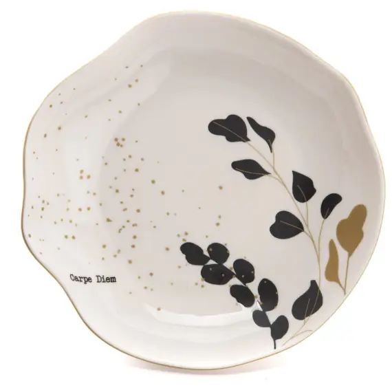 Lot de 2 assiettes creuse carpe diem  en grès  décoré