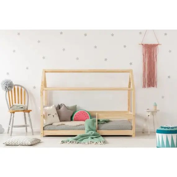 Lit cabane 90×190 sommier inclus naturel